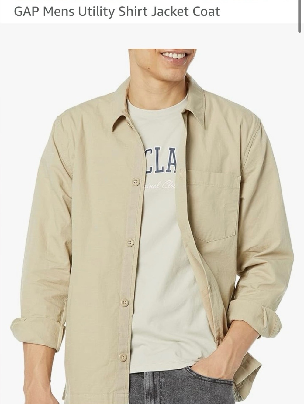 GAP Men’s Light Beige Utility Shirt Jacket